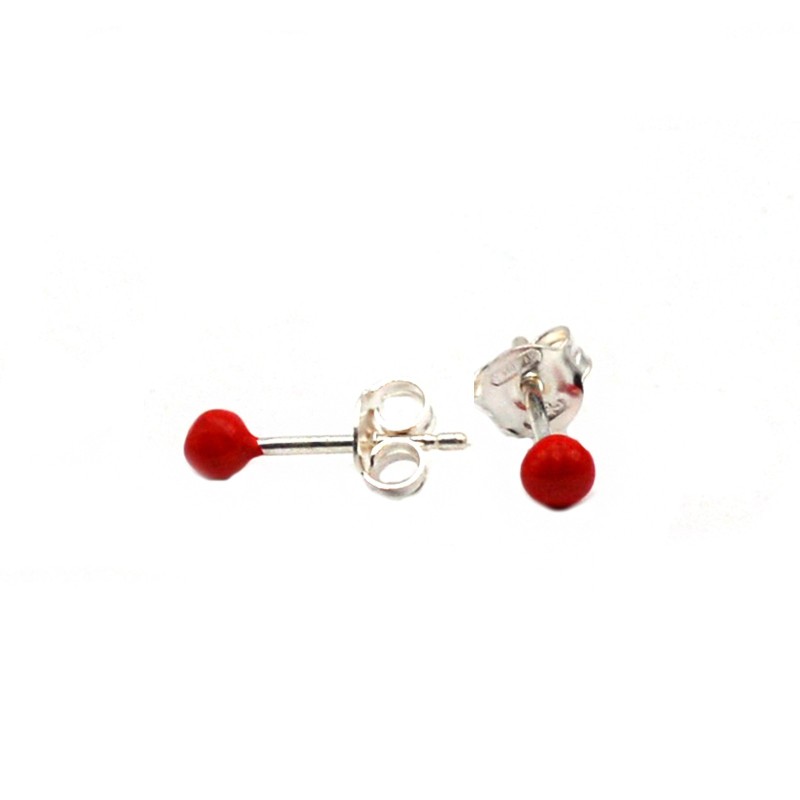 White gold plated red enamel sphere...