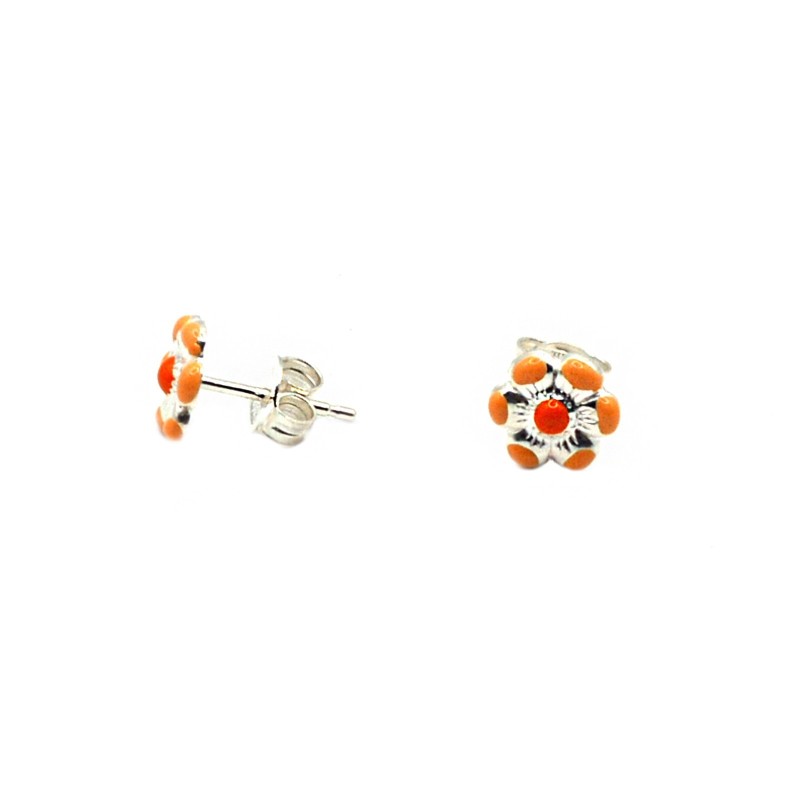 Orange enamelled flower stud earrings...