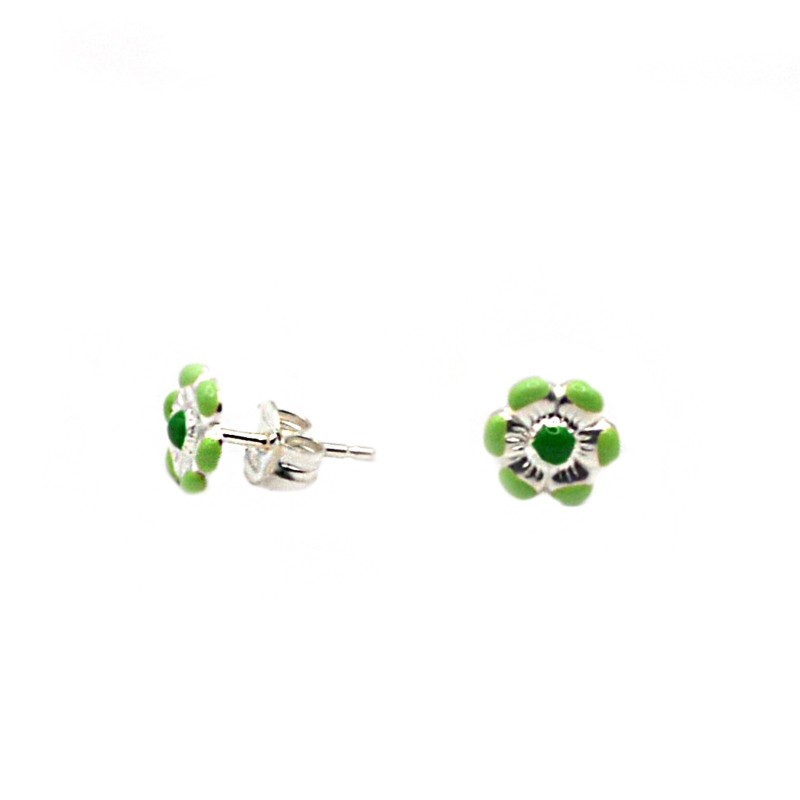 White gold plated green enamelled...