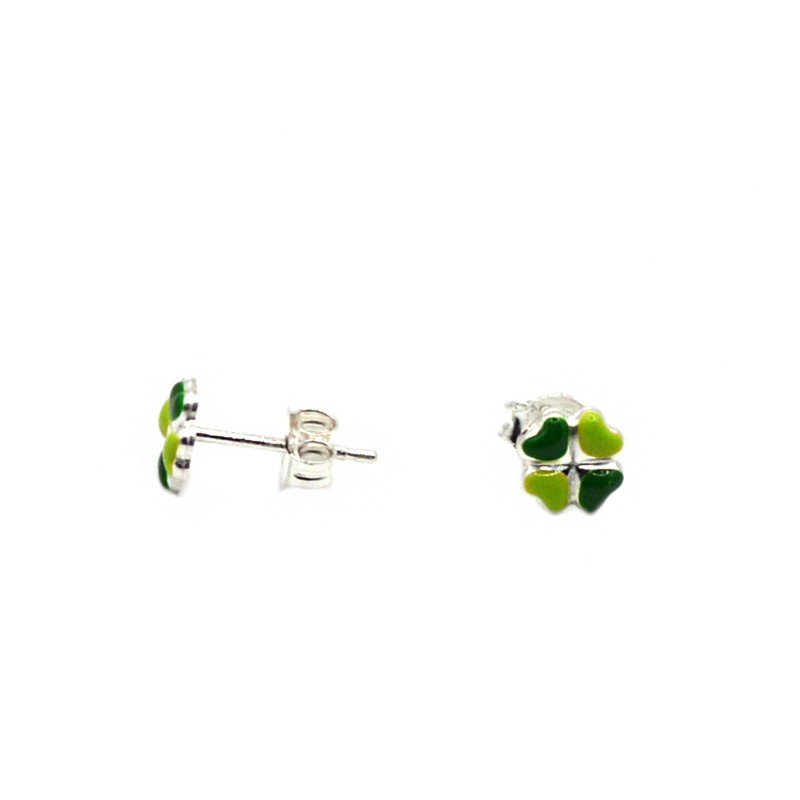 White gold plated green enamelled...