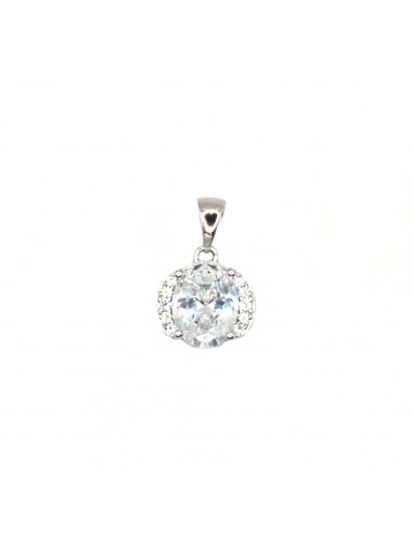 White Oval Zircon Pendant with White...