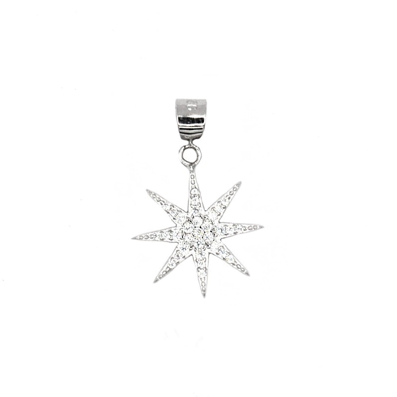 8-pointed star pendant with white...