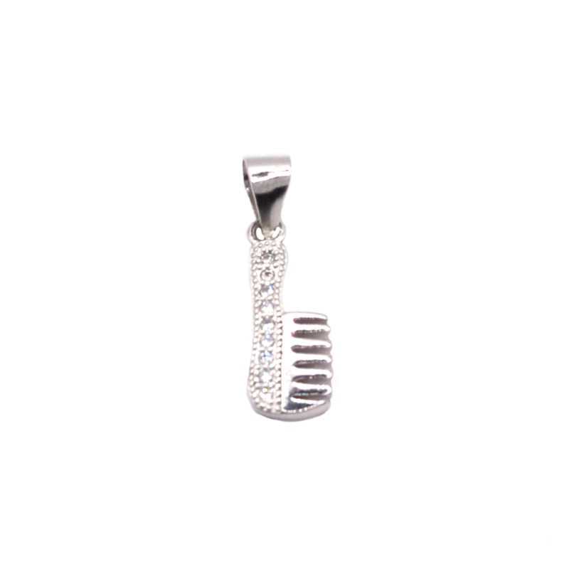 White gold plated semi zircon comb...