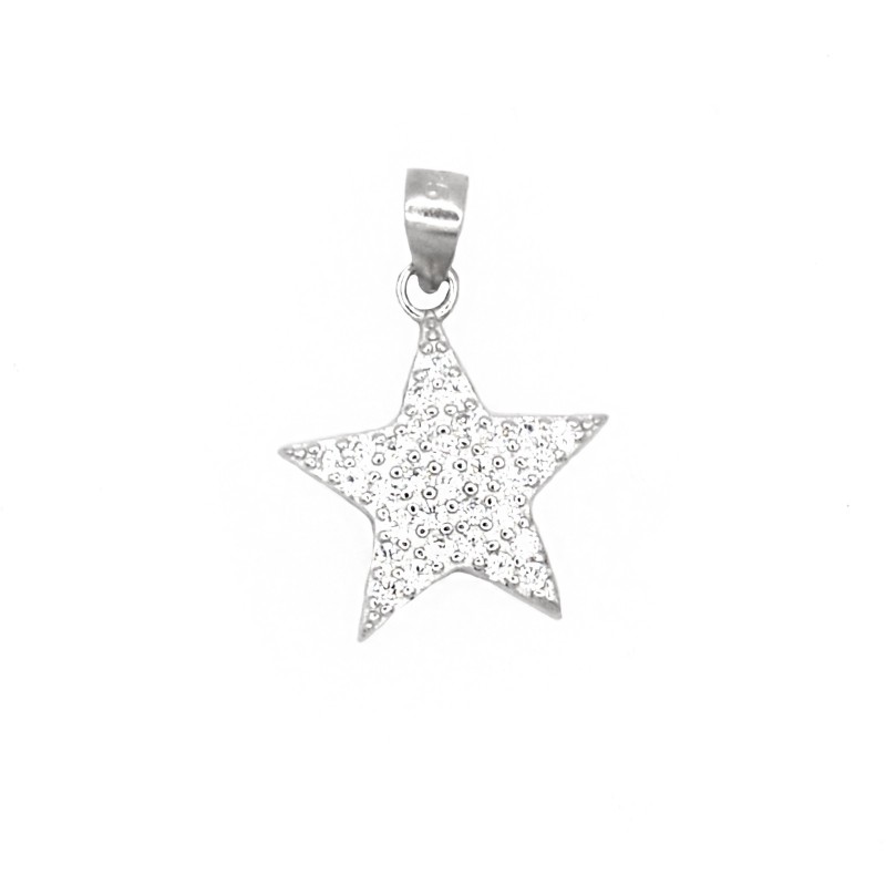 White gold plated zircon pavé star...