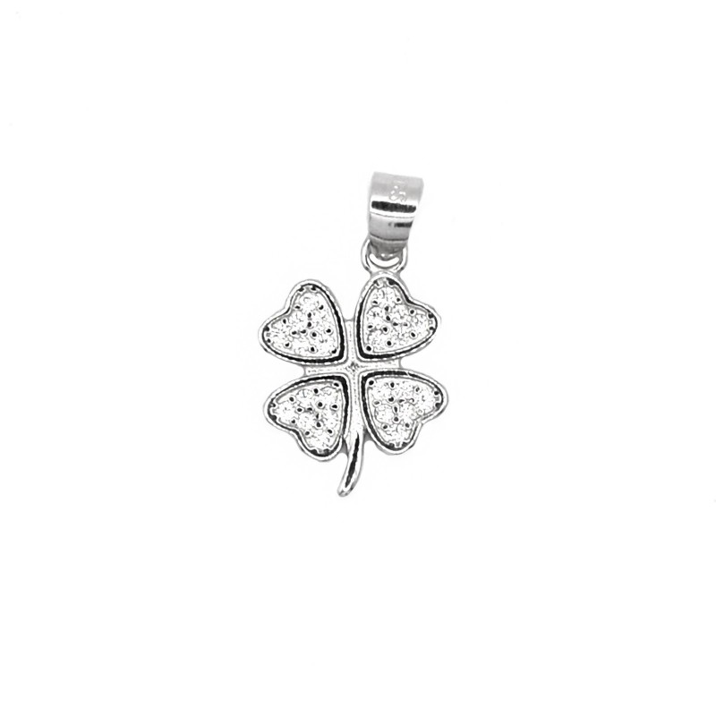 Pave four-leaf clover pendant with...