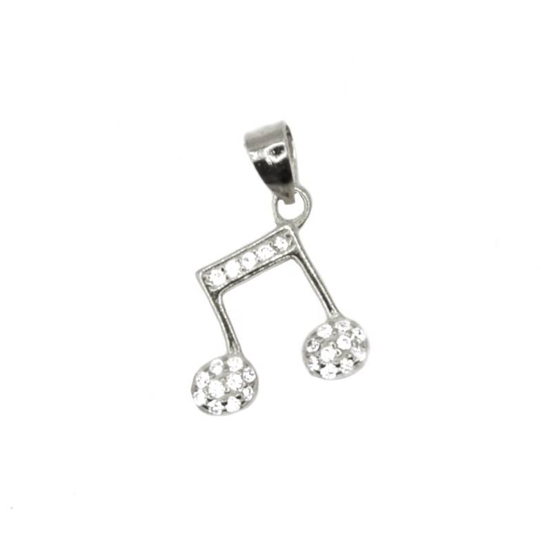 White gold plated semi zircon musical...