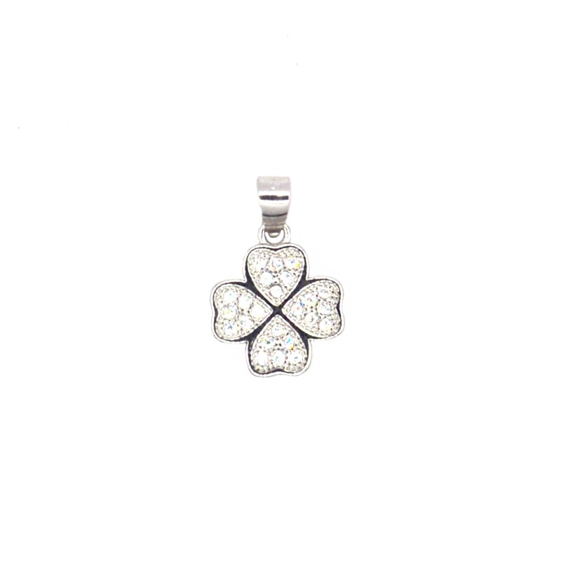 Four-leaf clover pendant with pavé of...