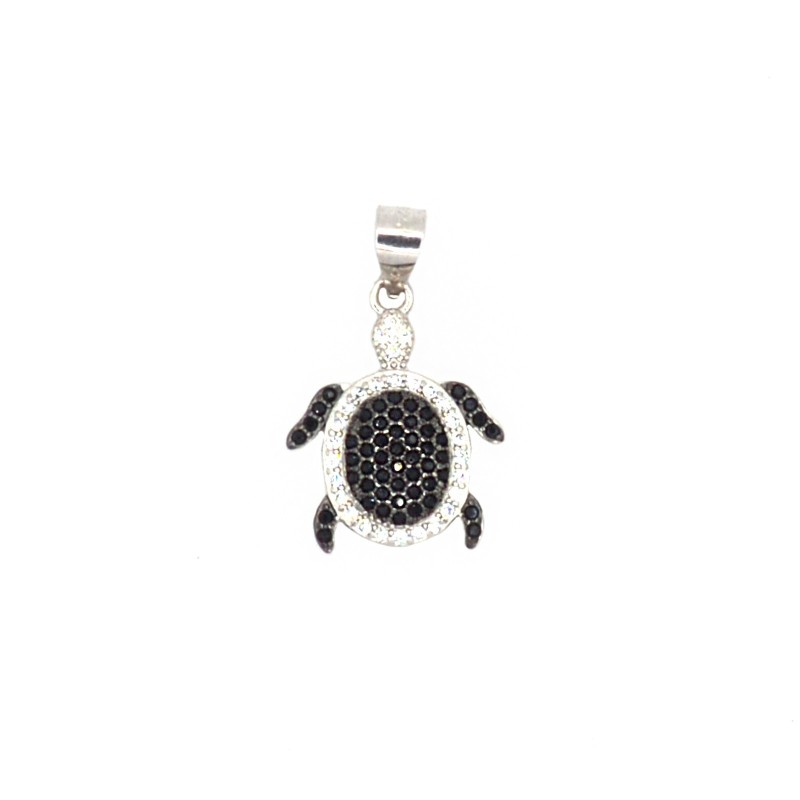 Turtle pendant with black and white...