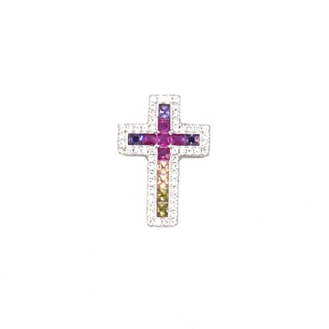 Cross pendant of multicolor...