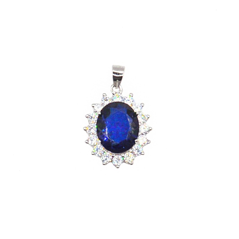 17x15mm pendant with blue oval zircon...