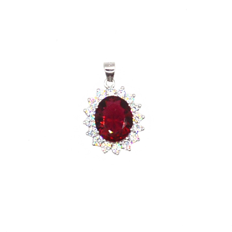 17x15mm pendant with red oval zircon...