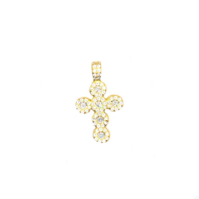 Yellow gold plated cross pendant with...