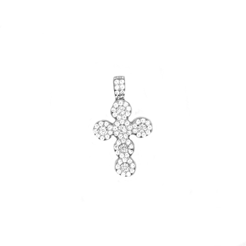 White gold plated cross pendant with...