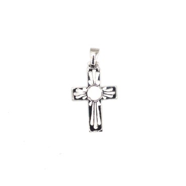 Engraved cross pendant with...