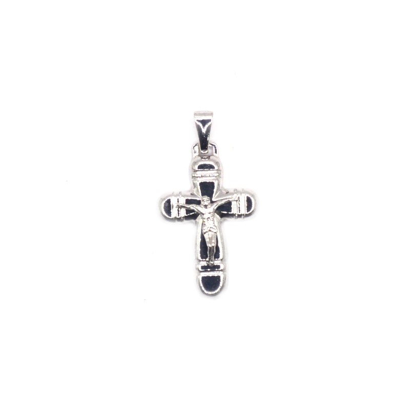 Striped cross pendant with rounded...