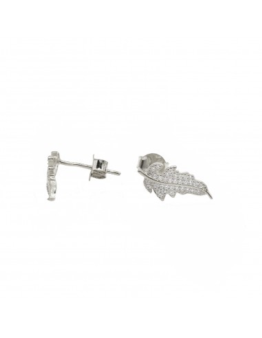 Leaf stud earrings with white...