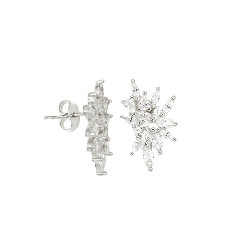 Lobe earrings with white gold-plated...