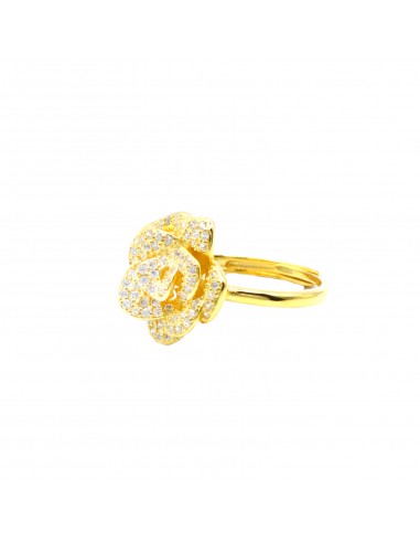 White zirconia camellia ring plated...