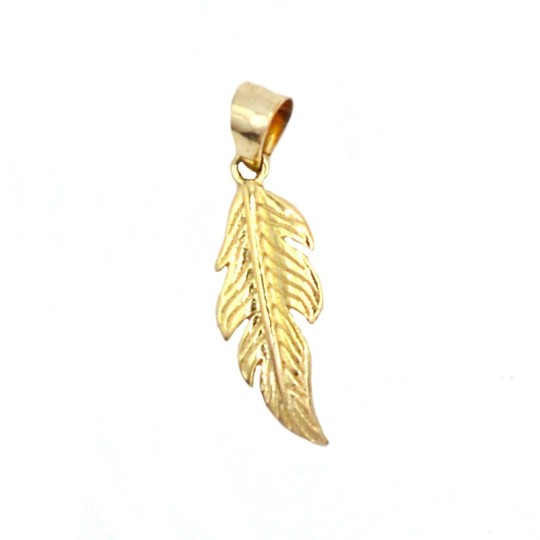 925 Silver Yellow Gold Plated Feather Pendant