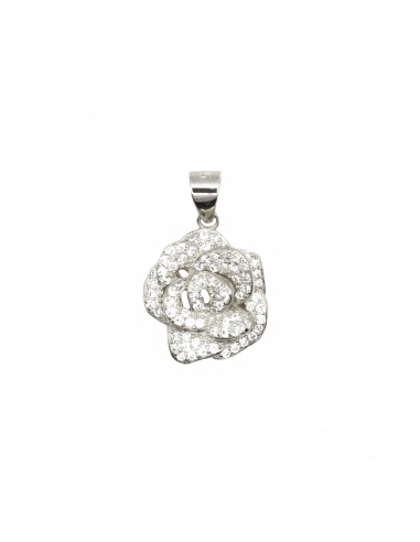 White zirconia camellia pendant white...