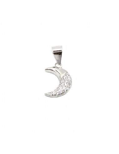 Moon Pendant Half White Zirconia Half...