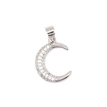 White zirconia moon pendant...