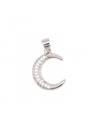 White zirconia moon pendant with...