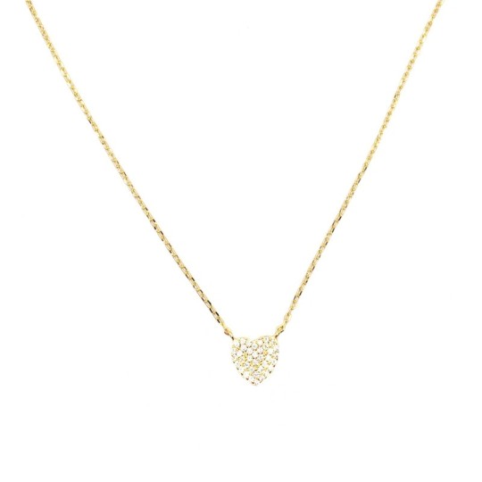 925 silver yellow gold plated heart-shaped white zirconia mesh necklace