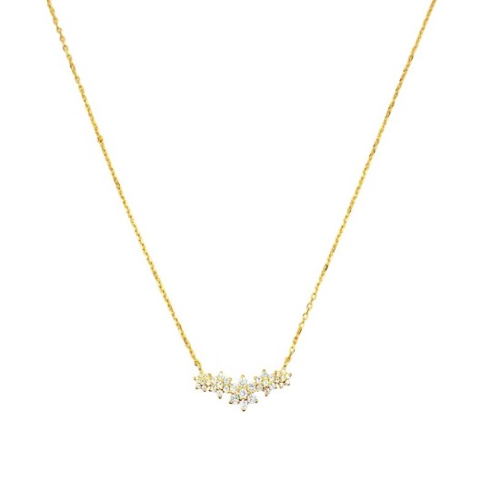 Forzatina mesh necklace with white zirconia partition flowers plated in yellow gold in 925 silver