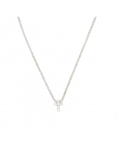 White zirconia tennis necklace with...