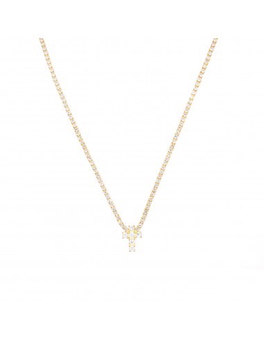 White zirconia tennis necklace with...