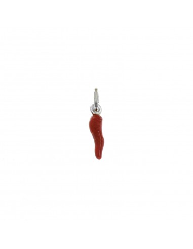 Red enameled horn pendant 18x5 mm in...