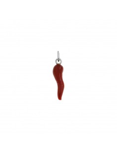 Red enameled horn pendant...