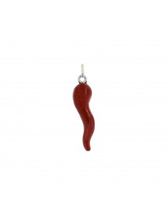 Red enameled horn pendant...