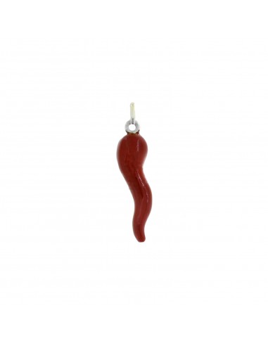 Red enameled horn pendant 34x9 mm in...