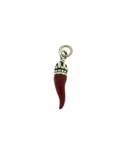 Red enameled horn pendant 7x30 mm...