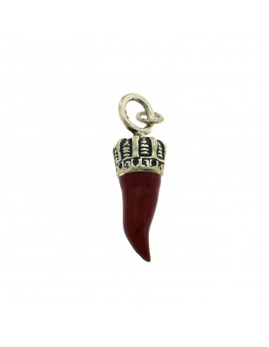 Red enameled horn pendant 13x41 mm...