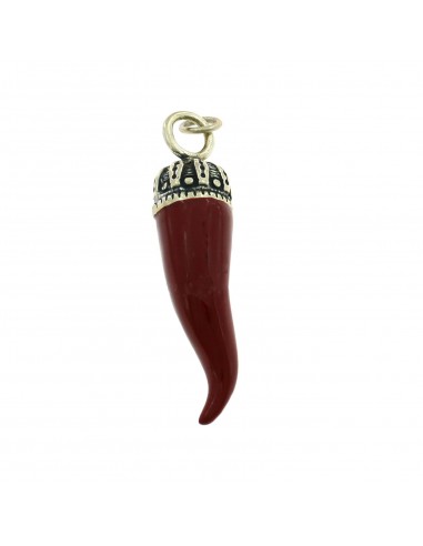 Red enameled horn pendant 14x57 mm...