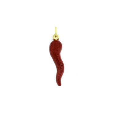 Red enameled horn pendant...