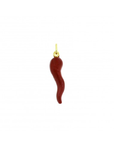 Red enameled horn pendant 34x9 mm...