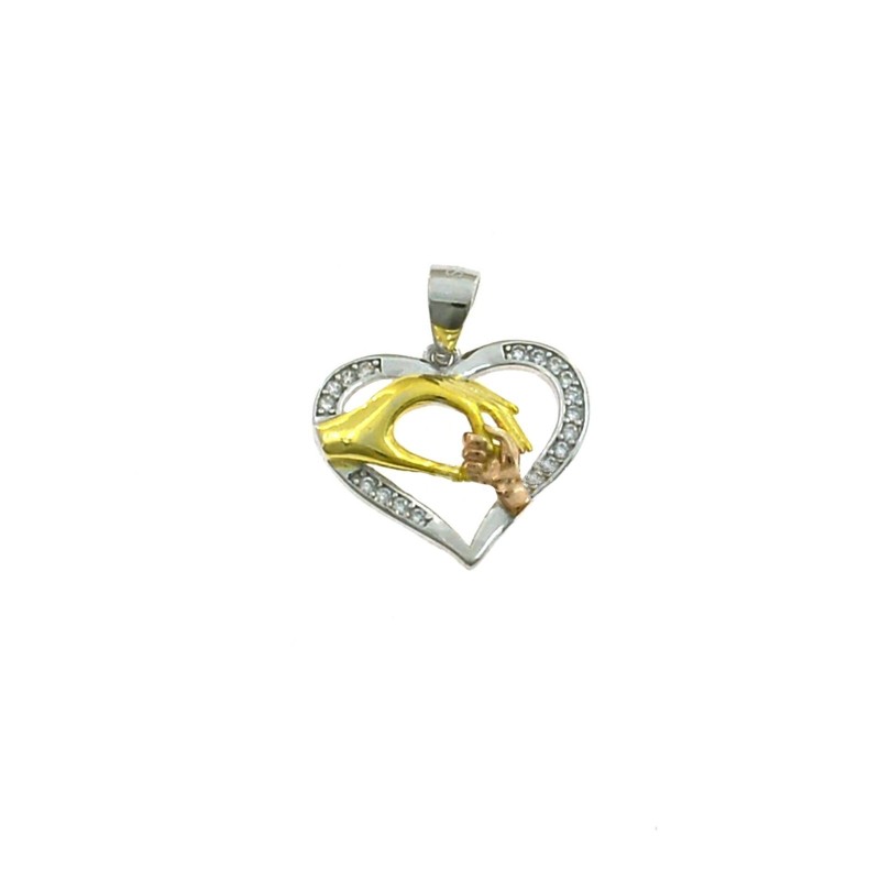 Semi-zircon white gold plated heart...