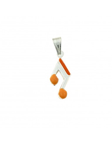 Orange enameled paired musical note...