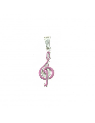 Treble clef pendant paired with pink...