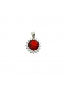 Red zircon pendant in white...