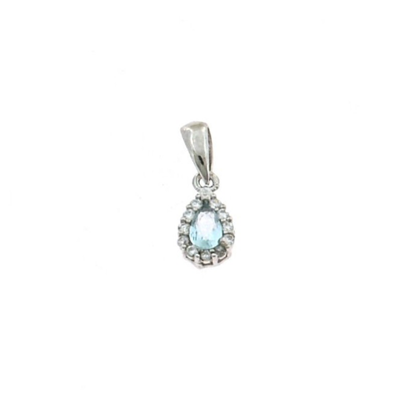 Aquamarine drop zircon pendant 5x7...