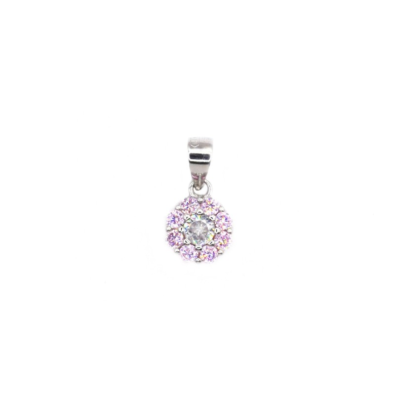 Flower pendant with pink zircons and...