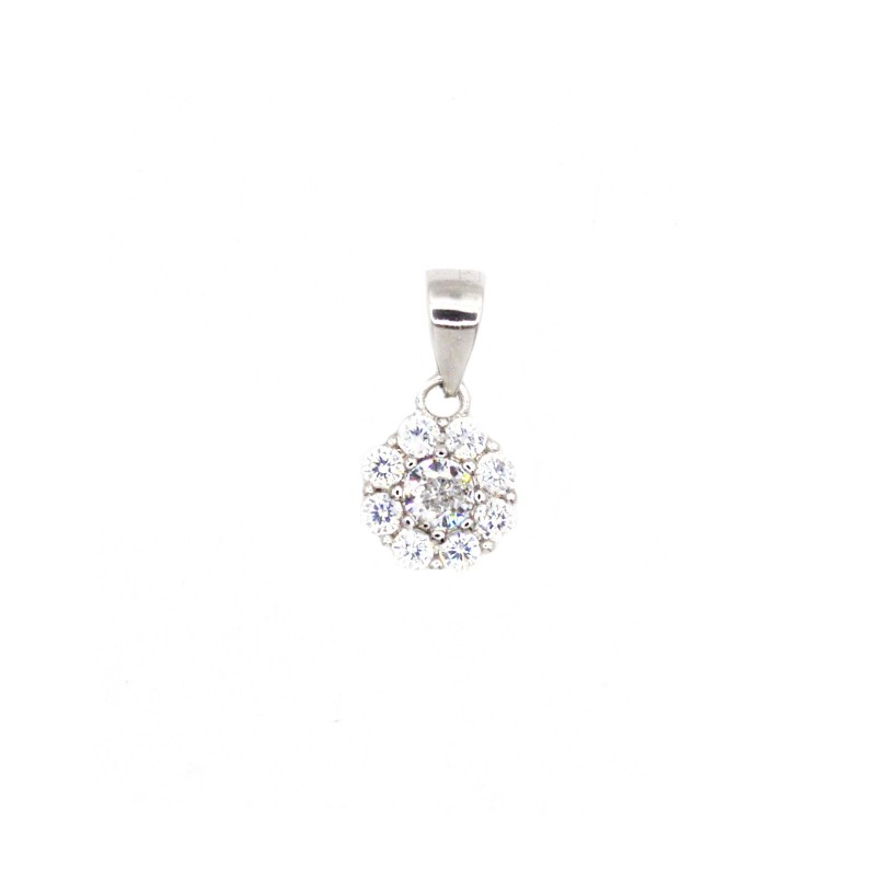 White zircon flower pendant with...