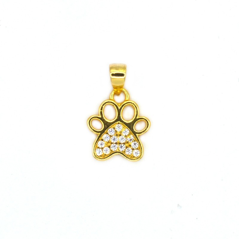 Pendant paw pierced and white zircon...