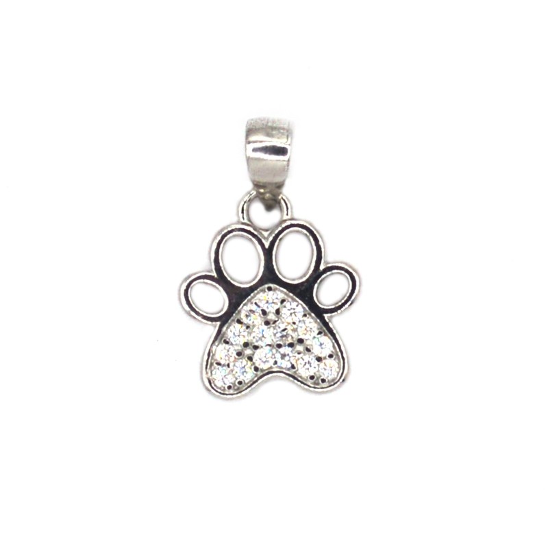 Pierced paw pendant and white...