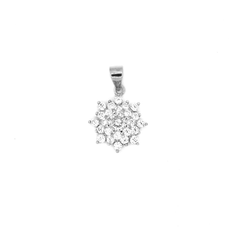 Flower pendant with white zircons and...